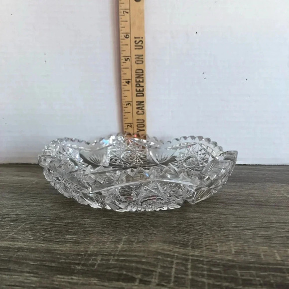 Vtg Sawtooth Edge Crystal Candy Dish - Picture 6 of 10